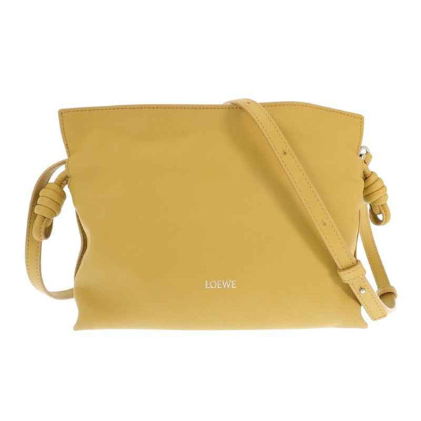 ロエベ LOEWE フラメンコクラッチ ミニ A411FC2XA6 2WAYバッグ ショルダーバッグ クラッチバッグ ナッパカーフスキン イエロー シルバー金具 レディース【中古】【Aランク】
