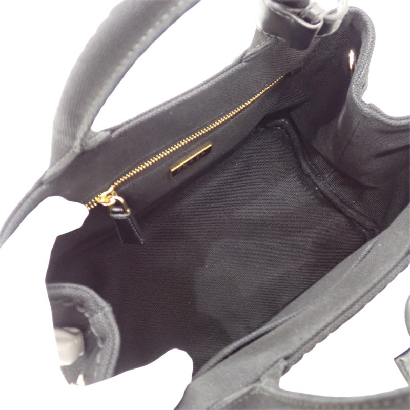 プラダ PRADA ジャルディニエールスモール コットンキャンバス ミニバッグ 1BA038 2WAYバッグ ハンドバッグ ショルダーバッグ キャンバス レザー ブラック 黒 ゴールド金具 レディース【中古】【Aランク】
