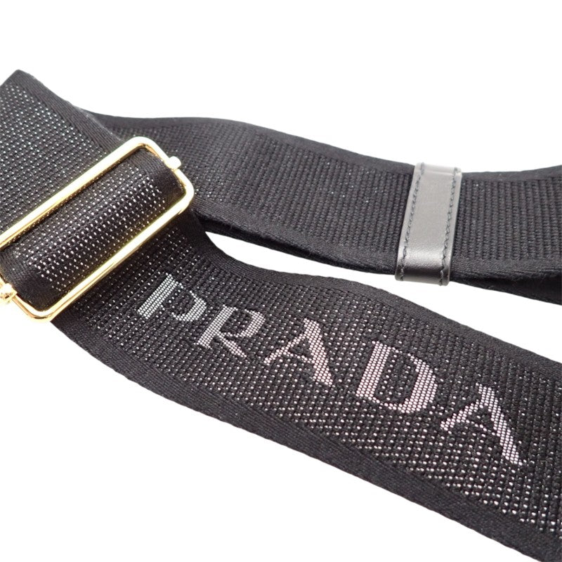 プラダ PRADA ジャルディニエールスモール コットンキャンバス ミニバッグ 1BA038 2WAYバッグ ハンドバッグ ショルダーバッグ キャンバス レザー ブラック 黒 ゴールド金具 レディース【中古】【Aランク】