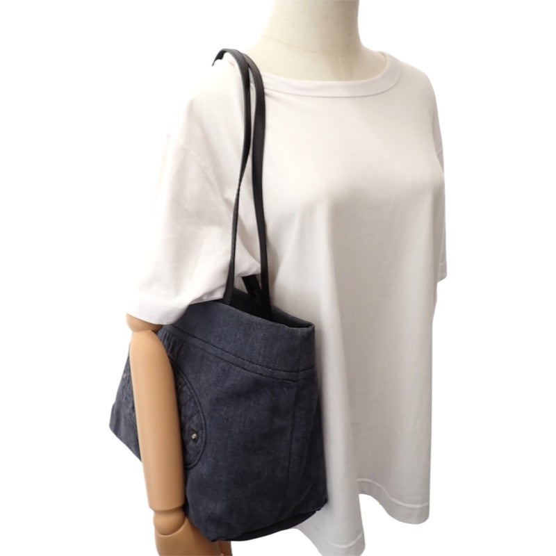 シャネル CHANEL ココマーク キルティング A93373 トートバッグ デニム レザー ブラック シルバー金具 レディース【中古】【Aランク】
