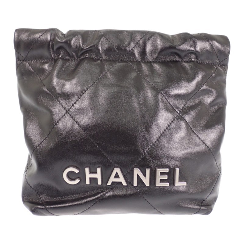 シャネル CHANEL 22 ミニ ハンドバッグ 新型 AS3980 2WAYバッグ シャイニーカーフスキン ブラック シルバー金具 レディース【中古】【Aランク】