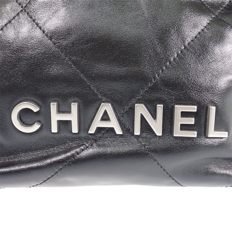 シャネル CHANEL 22 ミニ ハンドバッグ 新型 AS3980 2WAYバッグ シャイニーカーフスキン ブラック シルバー金具 レディース【中古】【Aランク】