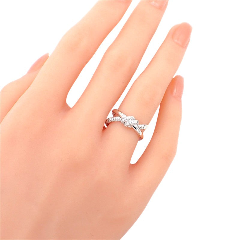 ティファニー TIFFANY&Co. ノット ダブル ロウ 9.5号 70301822 リング K18ホワイトゴールド ダイヤモンド レディース【中古】【Aランク】