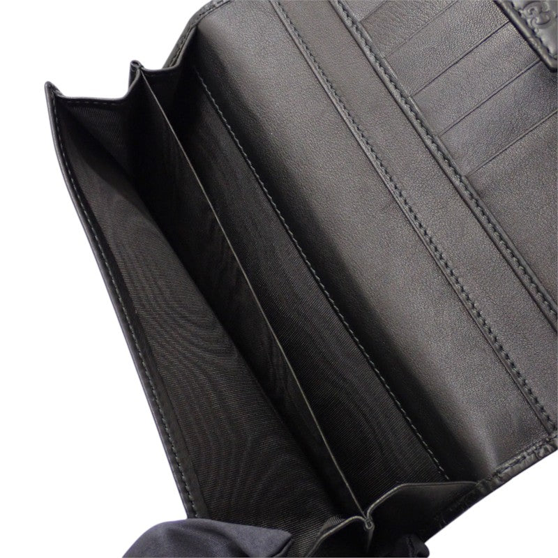 グッチ GUCCI Wホック 449393_BMJ1G_1000 長財布 レザー ブラック ゴールド金具 メンズ レディース【中古】【Aランク】