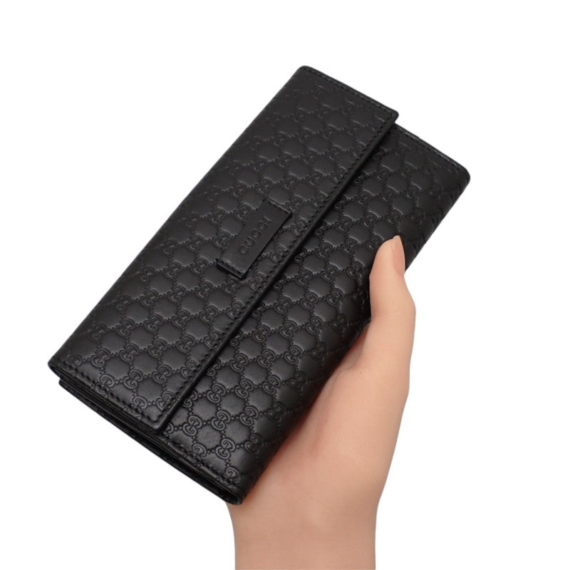 グッチ GUCCI Wホック 449393_BMJ1G_1000 長財布 レザー ブラック ゴールド金具 メンズ レディース【中古】【Aランク】