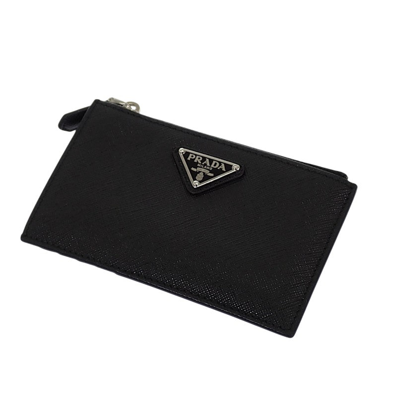 プラダ PRADA サフィアーノトライアングル 1MC086_QHH_F0632 カードケース サフィアーノ ブラック シルバー金具 レディース メンズ【中古】【ABランク】