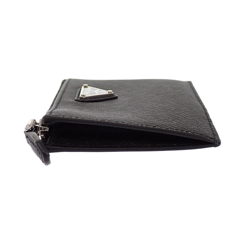 プラダ PRADA サフィアーノトライアングル 1MC086_QHH_F0632 カードケース サフィアーノ ブラック シルバー金具 レディース メンズ【中古】【ABランク】