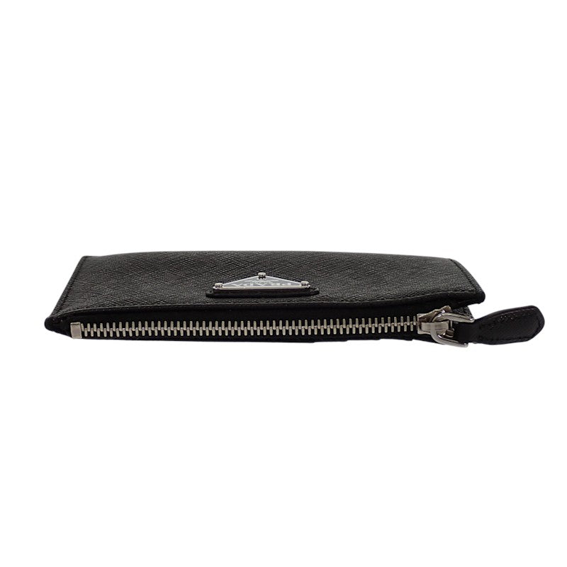 プラダ PRADA サフィアーノトライアングル 1MC086_QHH_F0632 カードケース サフィアーノ ブラック シルバー金具 レディース メンズ【中古】【ABランク】