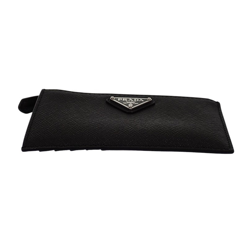 プラダ PRADA サフィアーノトライアングル 1MC086_QHH_F0632 カードケース サフィアーノ ブラック シルバー金具 レディース メンズ【中古】【ABランク】