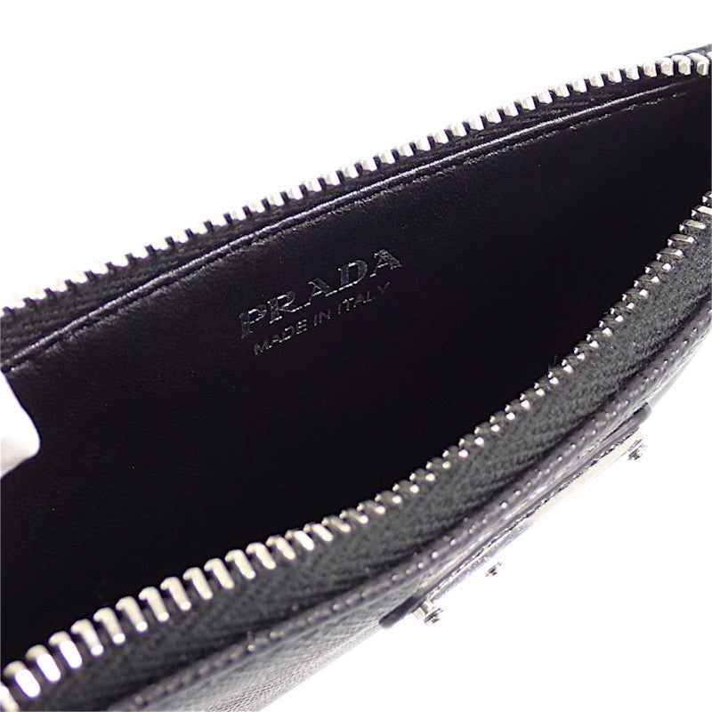 プラダ PRADA サフィアーノトライアングル 1MC086_QHH_F0632 カードケース サフィアーノ ブラック シルバー金具 レディース メンズ【中古】【ABランク】