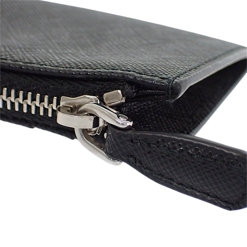プラダ PRADA サフィアーノトライアングル 1MC086_QHH_F0632 カードケース サフィアーノ ブラック シルバー金具 レディース メンズ【中古】【ABランク】