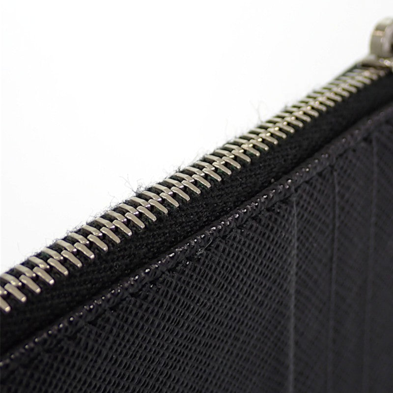プラダ PRADA サフィアーノトライアングル 1MC086_QHH_F0632 カードケース サフィアーノ ブラック シルバー金具 レディース メンズ【中古】【ABランク】