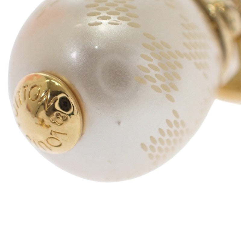 ルイヴィトン LOUIS VUITTON ブックルドレイユ ダミエパール M66538 ピアス メタル フェイクパール ゴールド レディース【中古】【ABランク】