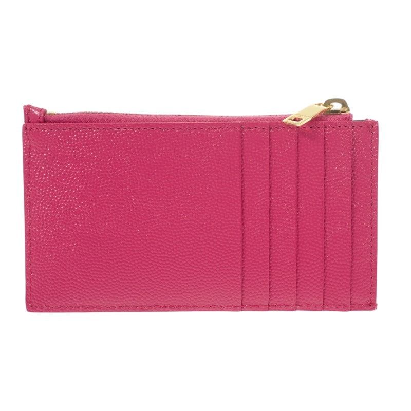 サンローラン SAINT LAURENT モノグラム フラグメント ジップカードケース 607915 カードケース カーフ ピンク ゴールド金具 レディース【中古】【ABランク】