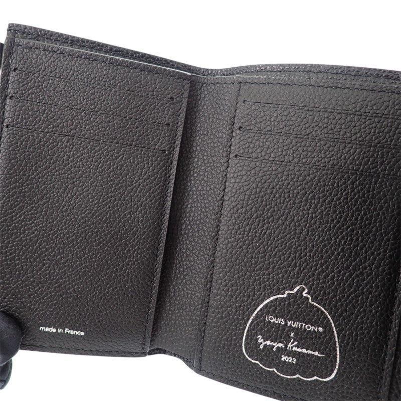 ルイヴィトン LOUIS VUITTON ポルトフォイユ・ヴィクトリーヌ 草間彌生 M81956 二つ折り財布 モノグラムアンプラント ブラック ピンク シルバー金具 レディース【中古】【ABランク】