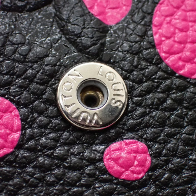ルイヴィトン LOUIS VUITTON ポルトフォイユ・ヴィクトリーヌ 草間彌生 M81956 二つ折り財布 モノグラムアンプラント ブラック ピンク シルバー金具 レディース【中古】【ABランク】