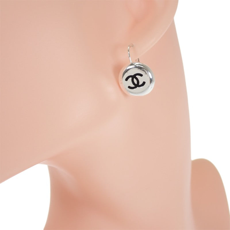 シャネル CHANEL ココマーク ヴィンテージ フック ピアス メタル シルバー ブラック レディース【中古】【Bランク】