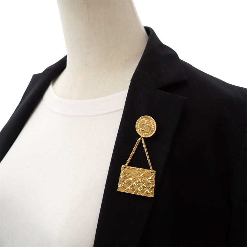 シャネル CHANEL ココマーク マトラッセ バッグモチーフ ヴィンテージ ブローチ メタル ゴールド レディース【中古】【Bランク】