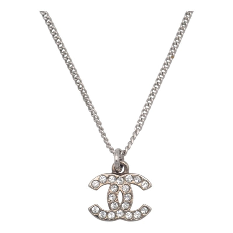シャネル CHANEL ココマーク ネックレス メタル クリスタル シルバー 銀色 シルバー金具 レディース【中古】【ABランク】
