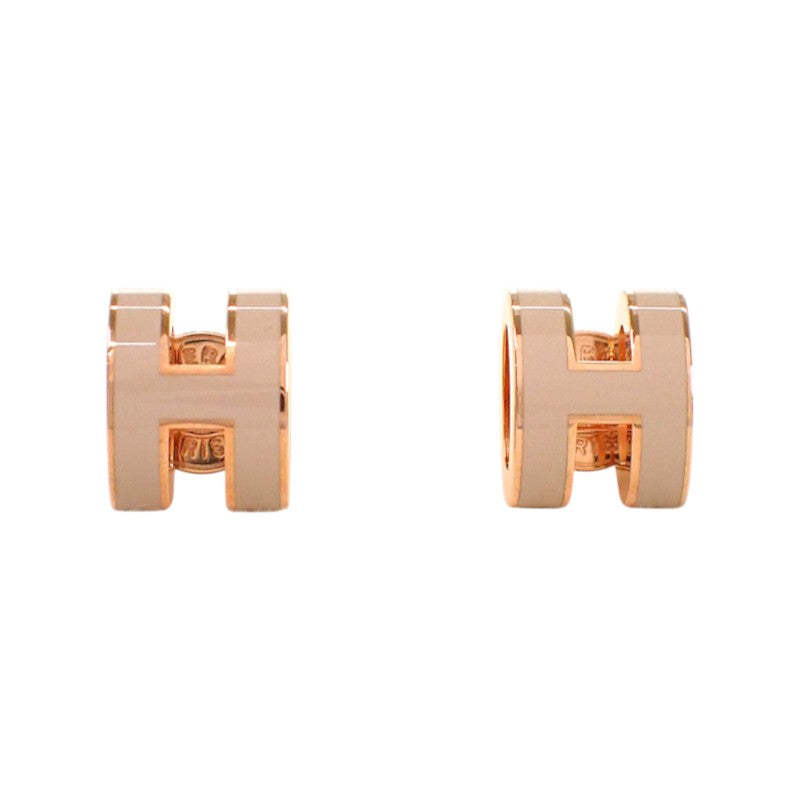 エルメス HERMES ミニ ポップ H ピアス メタル ピンクゴールド グレージュ レディース【中古】【Aランク】
