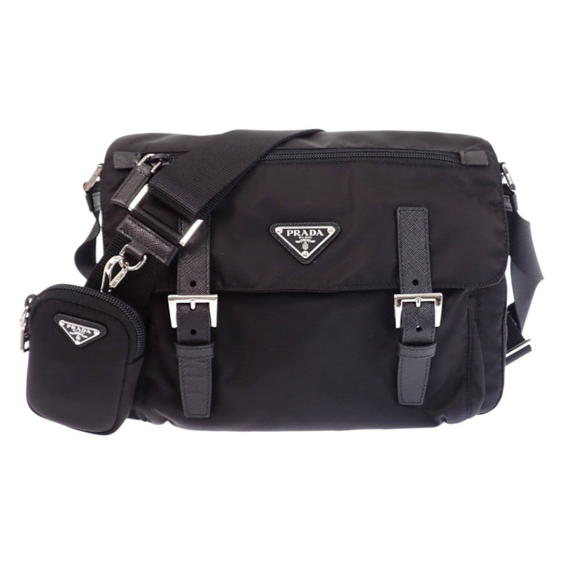 プラダ PRADA Re-Nylon ショルダー 1BD953 ショルダーバッグ ナイロン ブラック シルバー金具 メンズ レディース【中古】【Aランク】