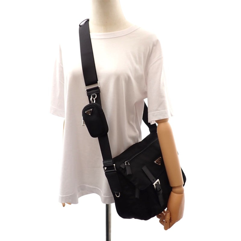 プラダ PRADA Re-Nylon ショルダー 1BD953 ショルダーバッグ ナイロン ブラック シルバー金具 メンズ レディース【中古】【Aランク】