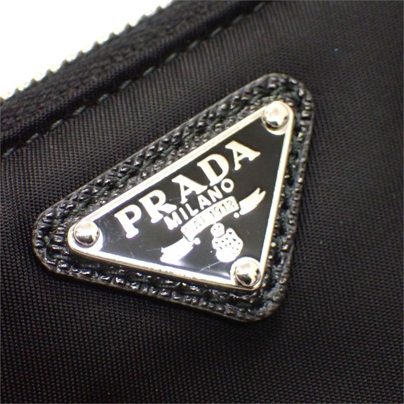 プラダ PRADA ストラップナイロンポーチ 2TT091_2DMI_F0002 ショルダーバッグ Re-Nylon ブラック シルバー金具 メンズ レディース【中古】【Aランク】