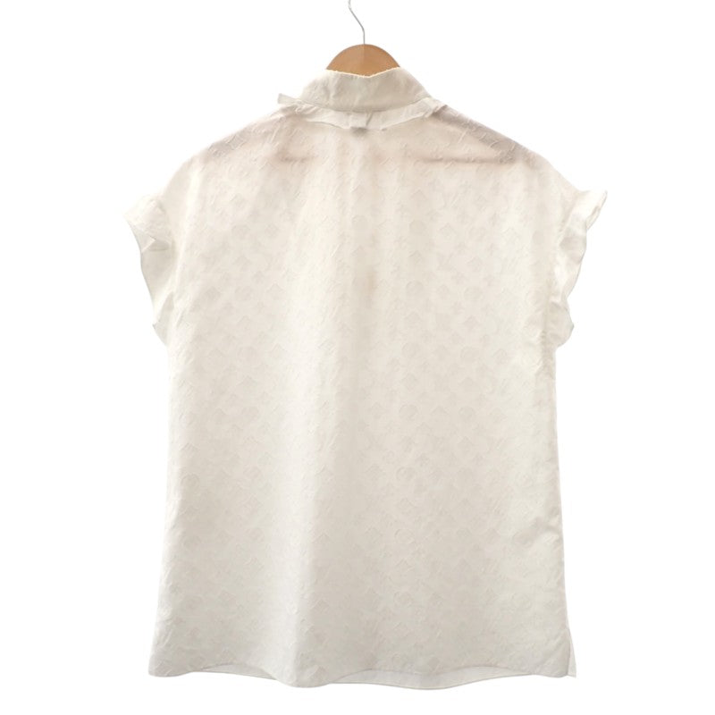 ルイヴィトン LOUIS VUITTON モノグラム フリル 34 1A5M04 ブラウス コットン ホワイト ゴールド金具 レディース【中古】【ABランク】