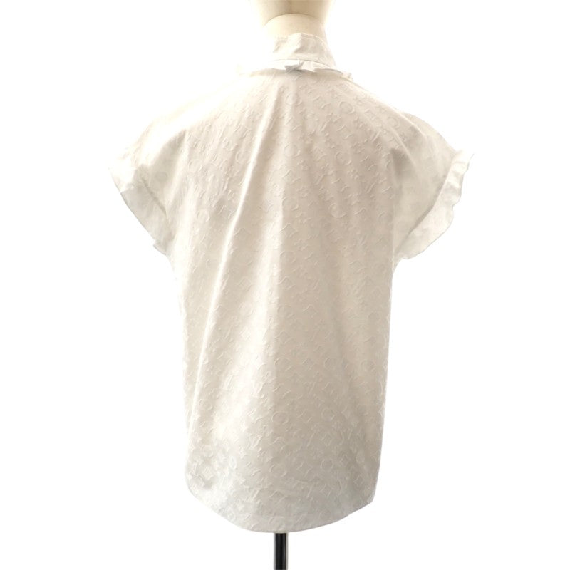 ルイヴィトン LOUIS VUITTON モノグラム フリル 34 1A5M04 ブラウス コットン ホワイト ゴールド金具 レディース【中古】【ABランク】