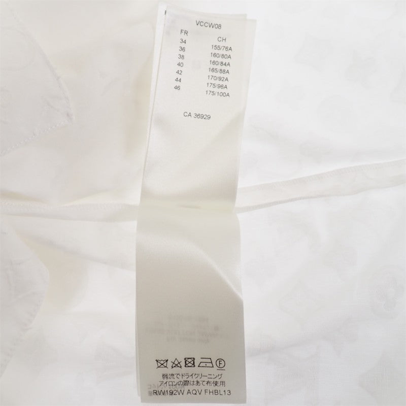 ルイヴィトン LOUIS VUITTON モノグラム フリル 34 1A5M04 ブラウス コットン ホワイト ゴールド金具 レディース【中古】【ABランク】