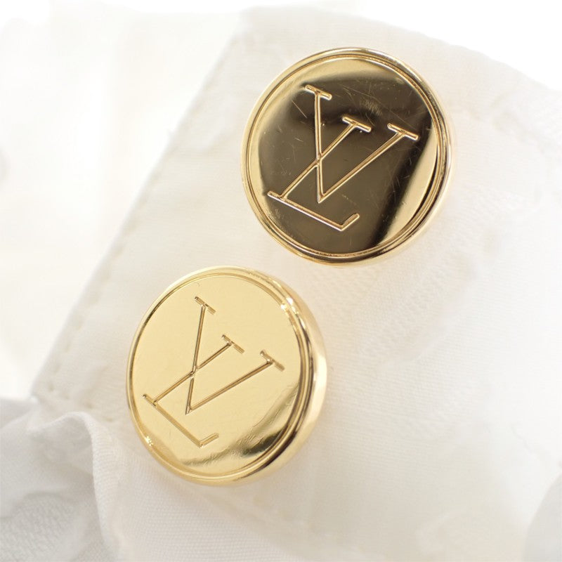 ルイヴィトン LOUIS VUITTON モノグラム フリル 34 1A5M04 ブラウス コットン ホワイト ゴールド金具 レディース【中古】【ABランク】