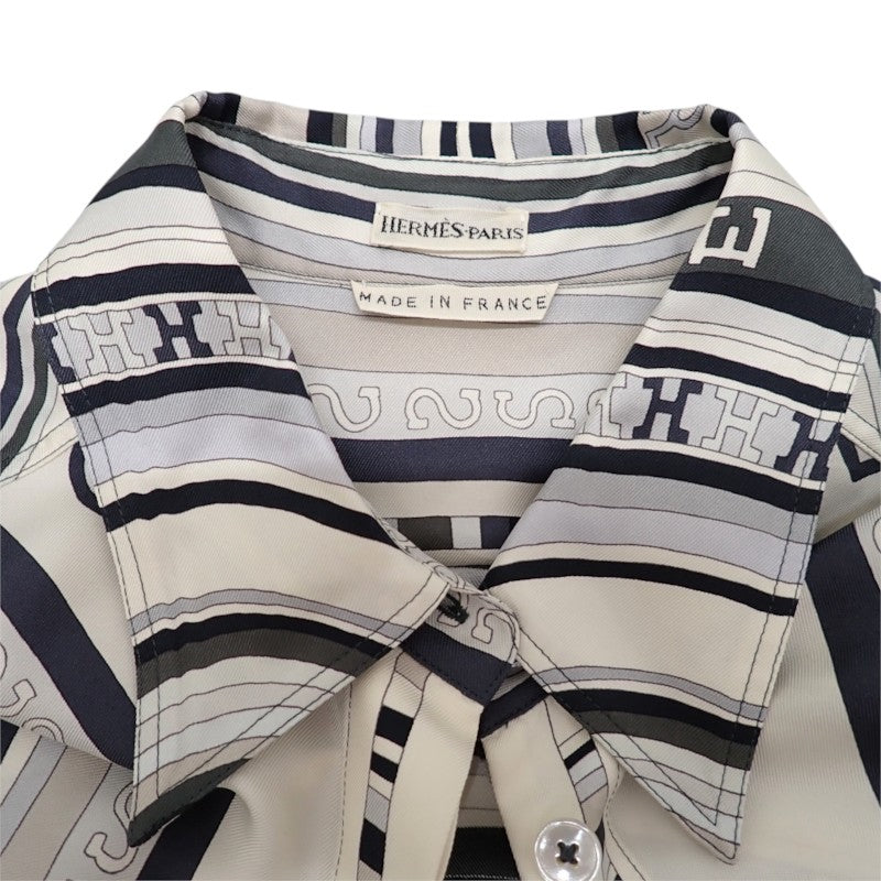 エルメス HERMES マルジェラ期 S 長袖シャツ シルク ホワイト レディース【中古】【ABランク】
