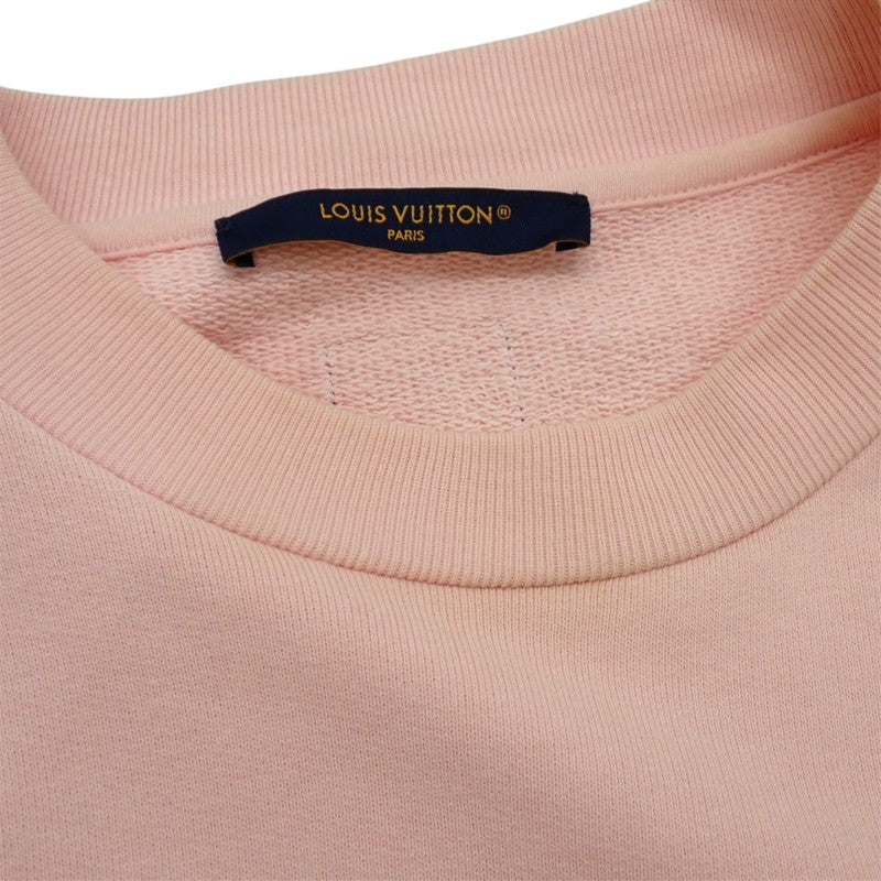 ルイヴィトン LOUIS VUITTON エンブロイダリー シグネチャー クルーネック M 1AJDV4 スウェット コットン ペールピンク メンズ ユニセックス【中古】【ABランク】