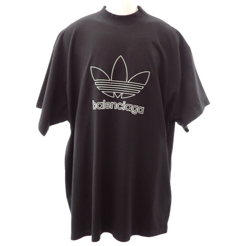 バレンシアガ BALENCIAGA adidas ロゴ オーバーサイズ Tシャツ 4 723976 TNVN8 1070 半袖Ｔシャツ コットン ブラック メンズ【中古】【Aランク】