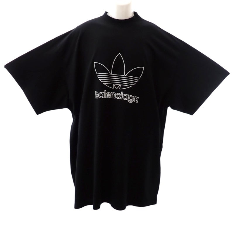バレンシアガ BALENCIAGA adidas ロゴ オーバーサイズ Tシャツ 4 723976 TNVN8 1070 半袖Ｔシャツ コットン ブラック メンズ【中古】【Aランク】