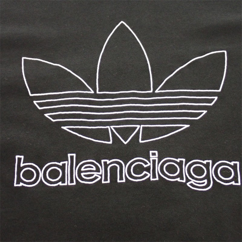 バレンシアガ BALENCIAGA adidas ロゴ オーバーサイズ Tシャツ 4 723976 TNVN8 1070 半袖Ｔシャツ コットン ブラック メンズ【中古】【Aランク】