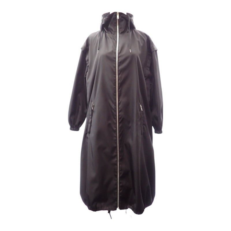 プラダ PRADA フーデッドロングコート 36 291829_S202_1WQ8 ナイロンジャケット Re-Nylon ブラック シルバー金具 レディース【中古】【ABランク】