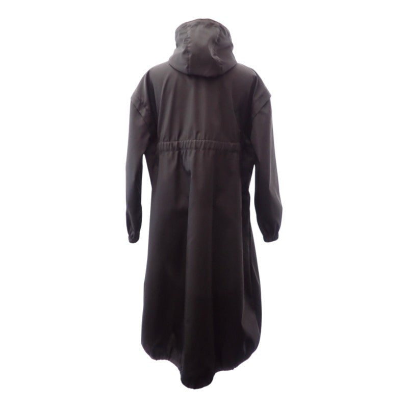 プラダ PRADA フーデッドロングコート 36 291829_S202_1WQ8 ナイロンジャケット Re-Nylon ブラック シルバー金具 レディース【中古】【ABランク】