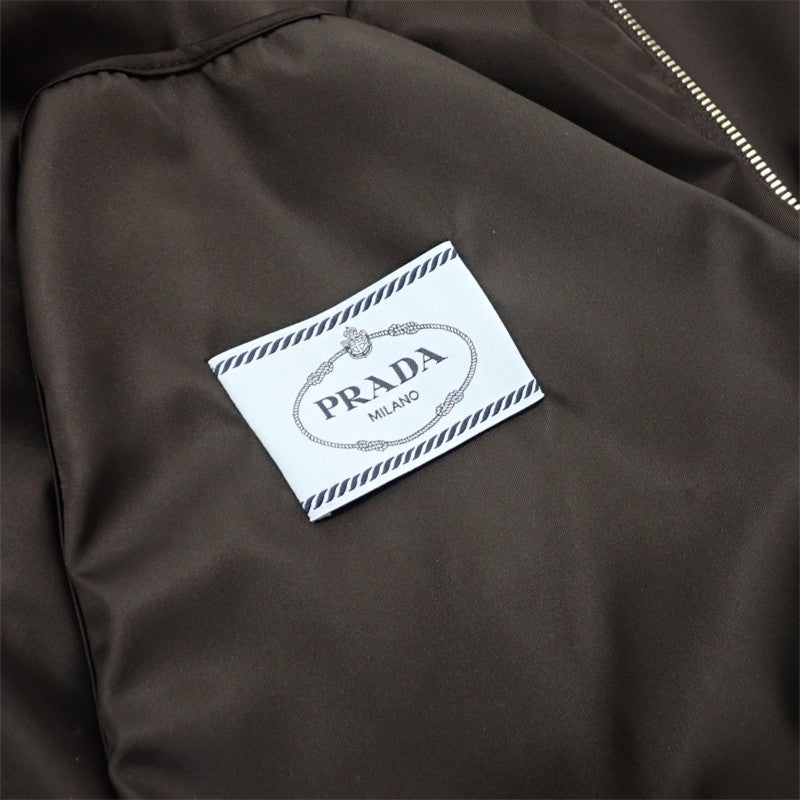 プラダ PRADA フーデッドロングコート 36 291829_S202_1WQ8 ナイロンジャケット Re-Nylon ブラック シルバー金具 レディース【中古】【ABランク】