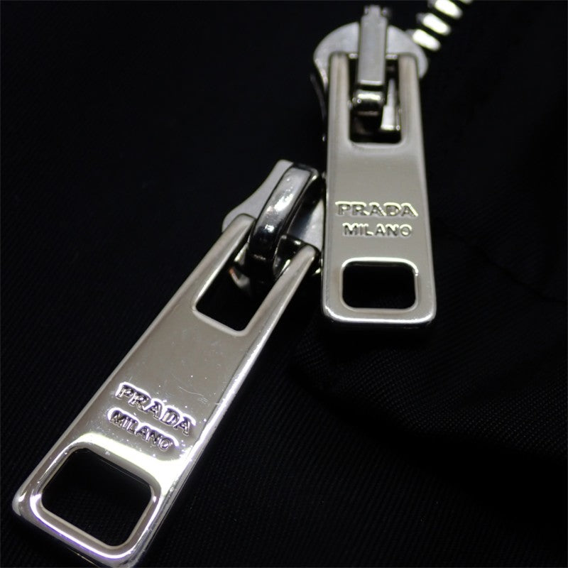プラダ PRADA フーデッドロングコート 36 291829_S202_1WQ8 ナイロンジャケット Re-Nylon ブラック シルバー金具 レディース【中古】【ABランク】