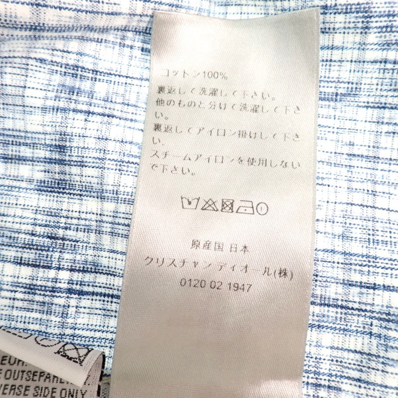 ディオール Dior オーバーシャツ ディオール オブリーク カスリ コットンデニム 40 013D585BY989_C580 長袖シャツ コットン ブルー ホワイト シルバー金具 メンズ【中古】【ABランク】