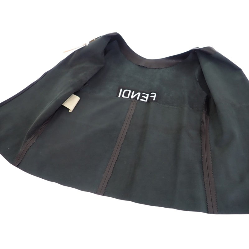 フェンディ FENDI レザー ヴィンテージ 44 FD1022 半袖Ｔシャツ ラムスキン ブラック レディース【中古】【ABランク】
