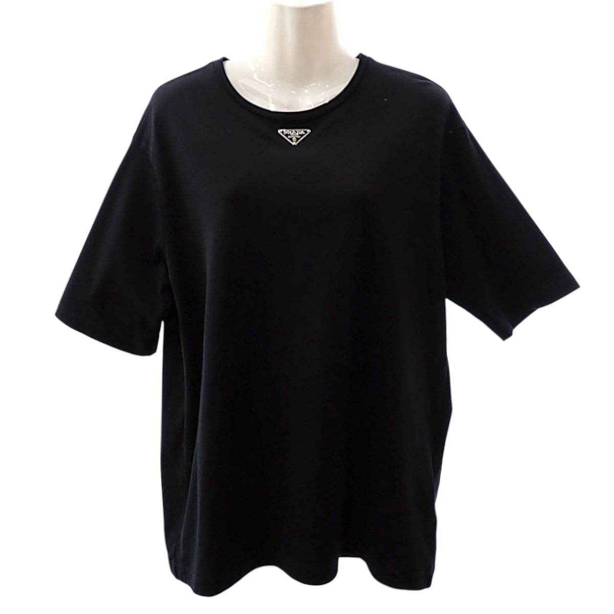 プラダ PRADA トライアングルロゴ M UJN861_240_F0002_S_232 半袖Ｔシャツ コットン ブラック メンズ ユニセックス【中古】【ABランク】