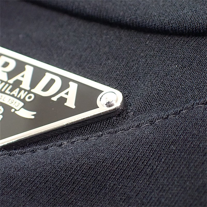 プラダ PRADA トライアングルロゴ M UJN861_240_F0002_S_232 半袖Ｔシャツ コットン ブラック メンズ ユニセックス【中古】【ABランク】