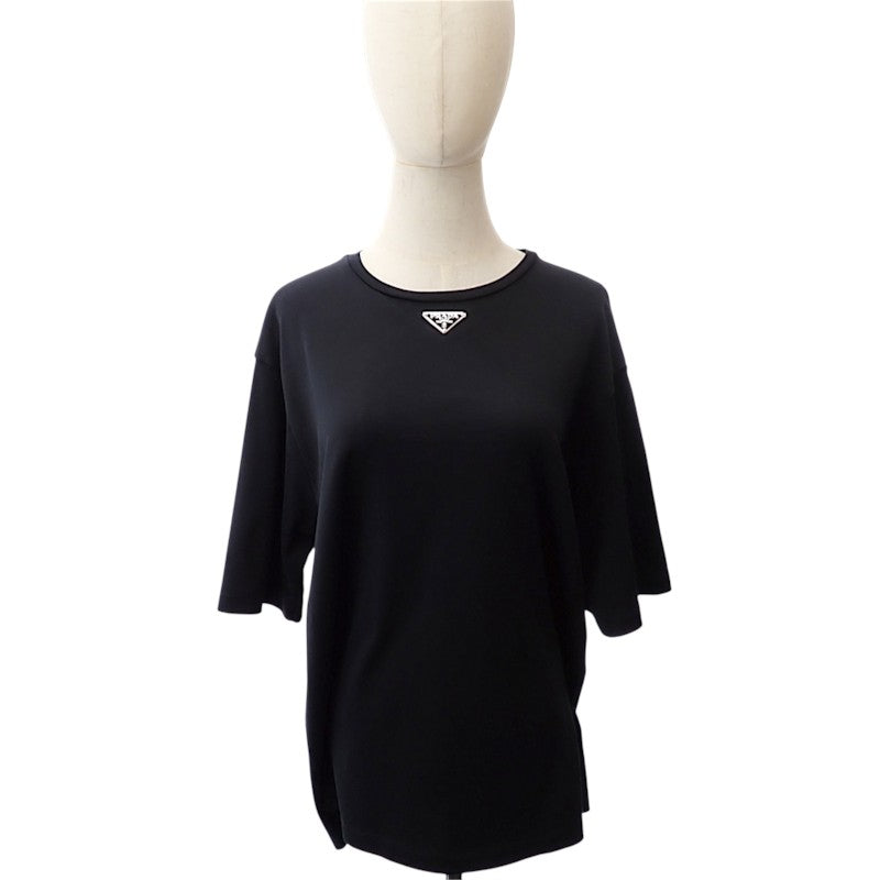 プラダ PRADA トライアングルロゴ M UJN861_240_F0002_S_232 半袖Ｔシャツ コットン ブラック メンズ ユニセックス【中古】【ABランク】