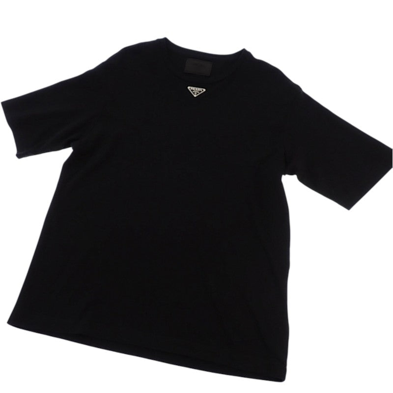 プラダ PRADA トライアングルロゴ M UJN861_240_F0002_S_232 半袖Ｔシャツ コットン ブラック メンズ ユニセックス【中古】【ABランク】