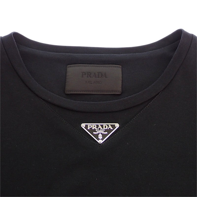 プラダ PRADA トライアングルロゴ M UJN861_240_F0002_S_232 半袖Ｔシャツ コットン ブラック メンズ ユニセックス【中古】【ABランク】