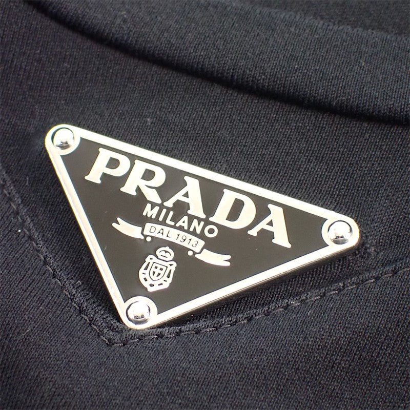 プラダ PRADA トライアングルロゴ M UJN861_240_F0002_S_232 半袖Ｔシャツ コットン ブラック メンズ ユニセックス【中古】【ABランク】