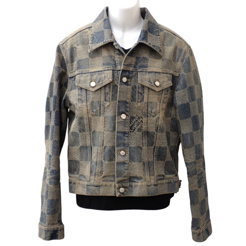 ルイヴィトン LOUIS VUITTON ダミエ 50 デニムジャケット コットン ブルー メンズ【中古】【ABランク】