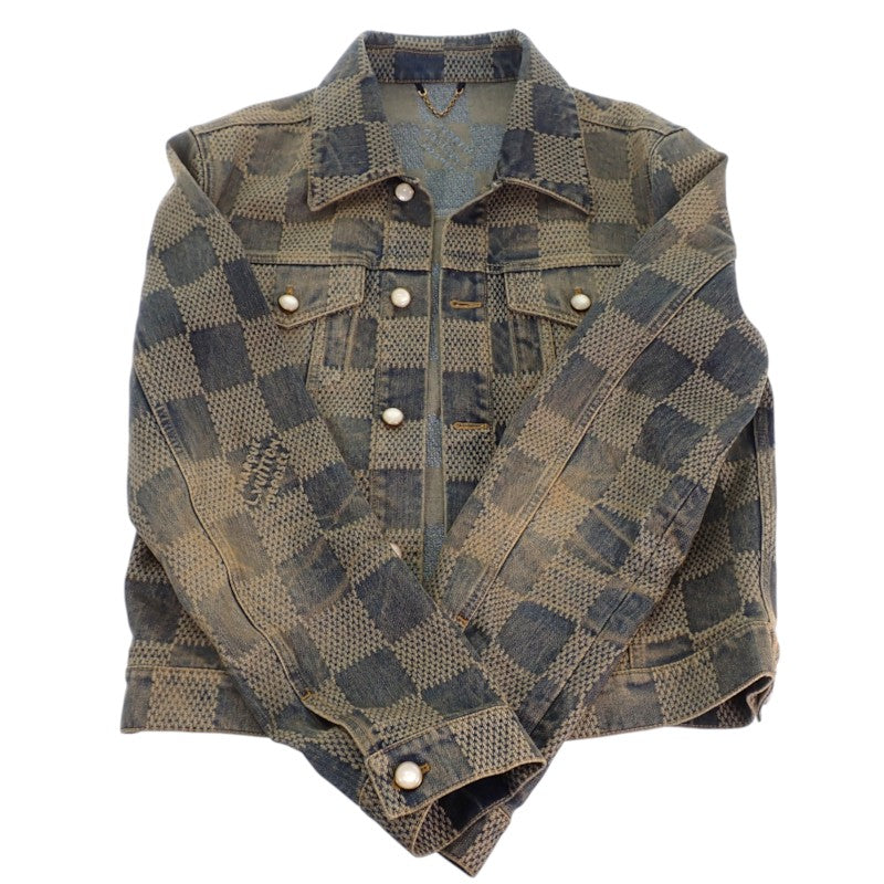 ルイヴィトン LOUIS VUITTON ダミエ 50 デニムジャケット コットン ブルー メンズ【中古】【ABランク】